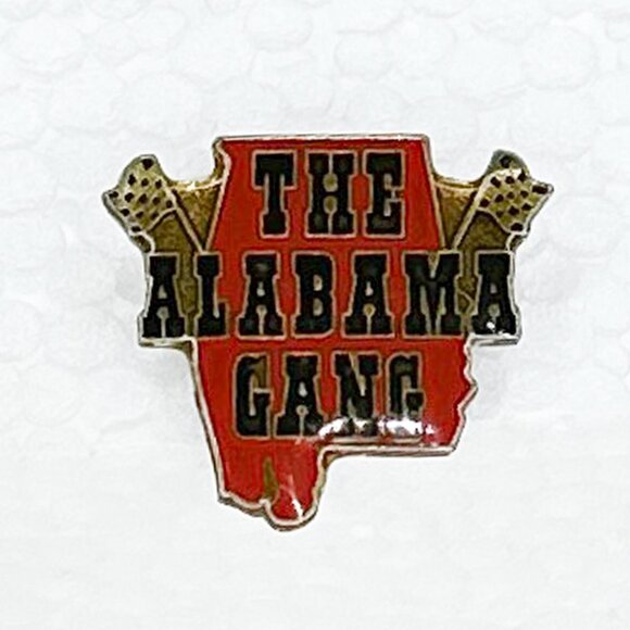 Vintage The Alabama Gang NASCAR Red Gold 1" Hat/Jacket/Lapel Pin - Picture 2 of 9